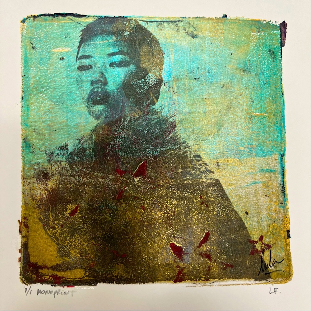 #421 small monoprint 8x8